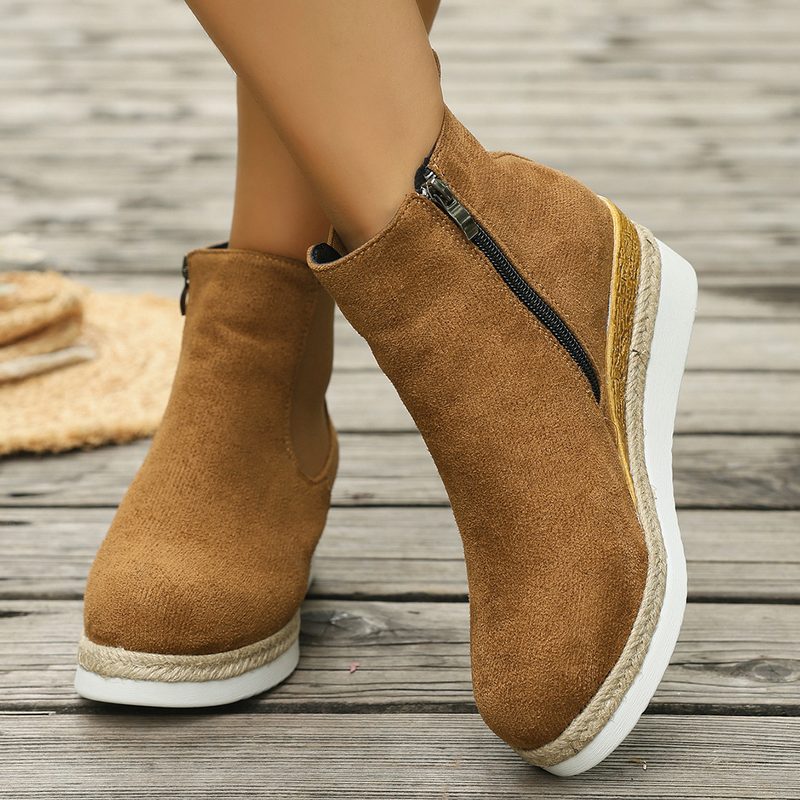 Bottines Chelsea compensées aspect daim — élastiques et zip