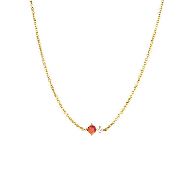 Collier pierre de naissance en argent 925 doré — chaîne fine