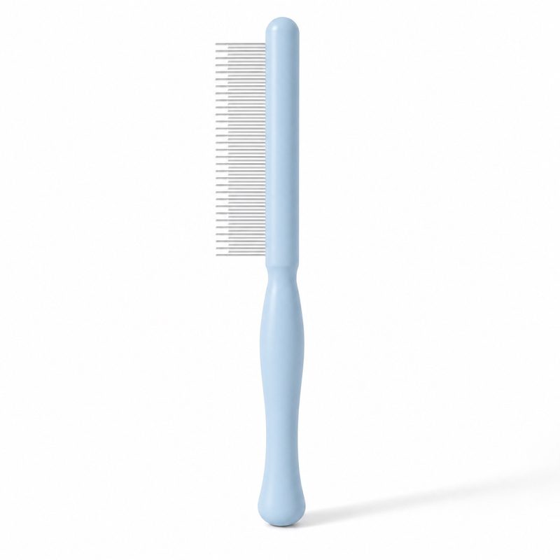 Peigne de toilettage à dents en acier — manche galbé, chien et chat