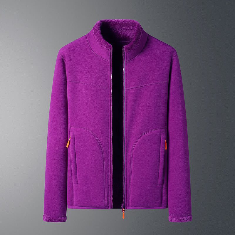 Full-zip high-neck fleece, double-faced — colour
