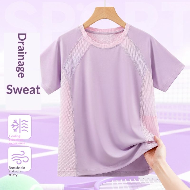 Atmungsaktives Sportshirt mit kurzen Ärmeln — größere Kinder