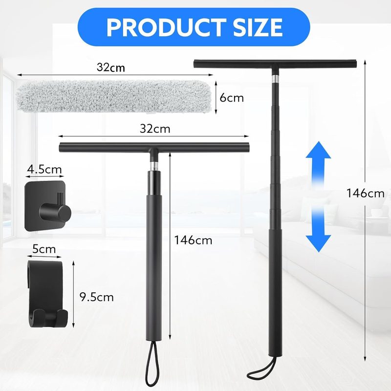 Telescopic-handle squeegee, detachable silicone head — colour