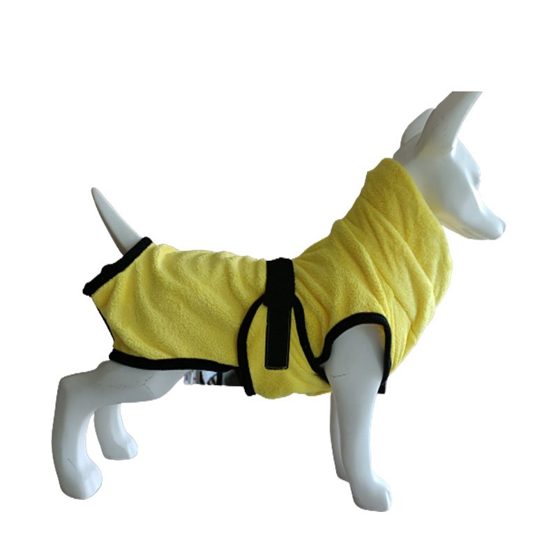 Peignoir de séchage pour petit chien — microfibre épaisse, col montant