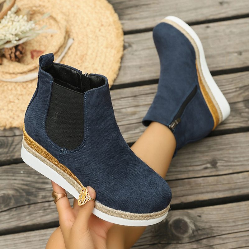 Bottines Chelsea compensées aspect daim — élastiques et zip
