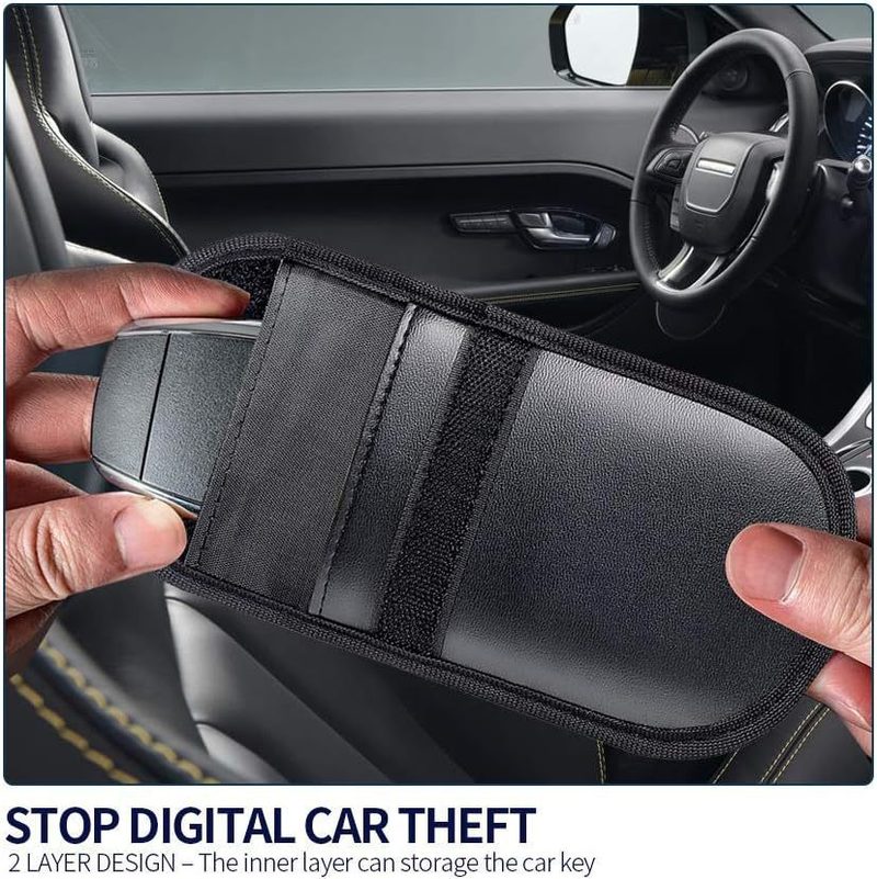Signal-blocking pouch for keyless car keys — relay theft protection