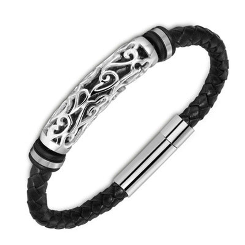 Herenarmband van leer en roestvrij staal — punkstijl, meerdere kleuren