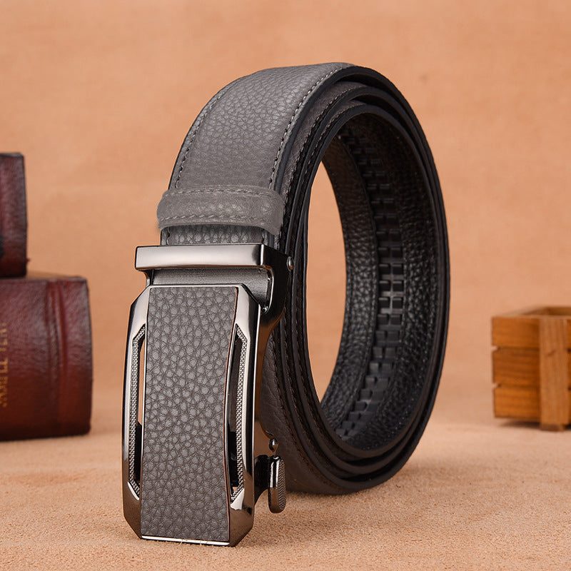 Ceinture homme à boucle automatique pleine, aspect grainé