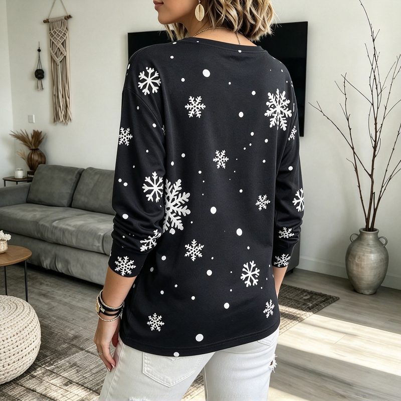 Sweat de Noël bonhomme de neige et flocons, grandes tailles
