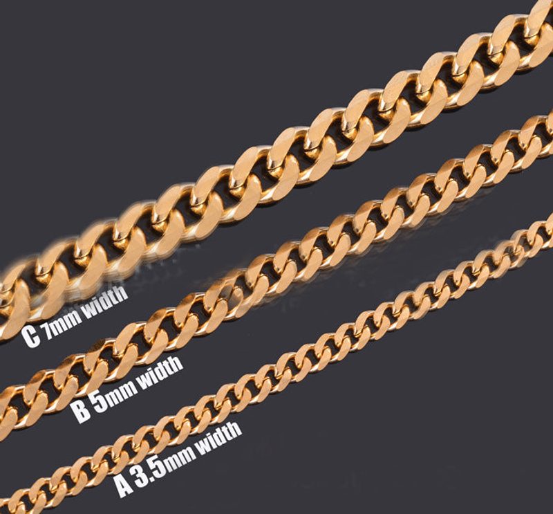Chaîne homme maille facettée six faces — acier inoxydable, 51 à 80 cm