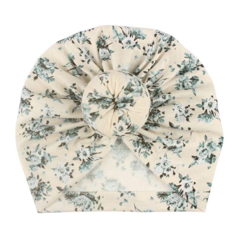 Bonnet turban bébé à nœud — imprimés fleuris