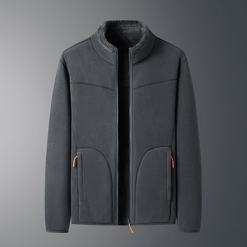 Full-zip high-neck fleece, double-faced — colour