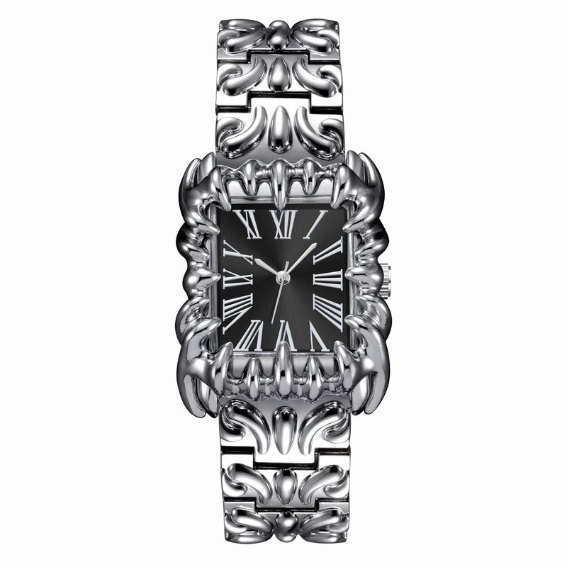 Reloj rectangular con caja y brazalete cincelados