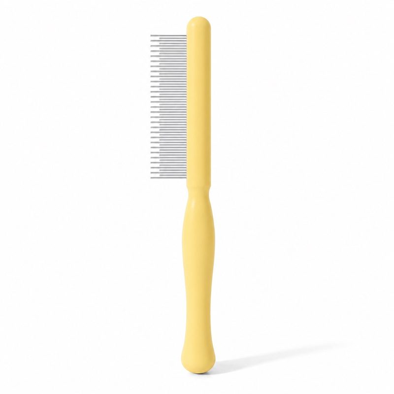 Peigne de toilettage à dents en acier — manche galbé, chien et chat