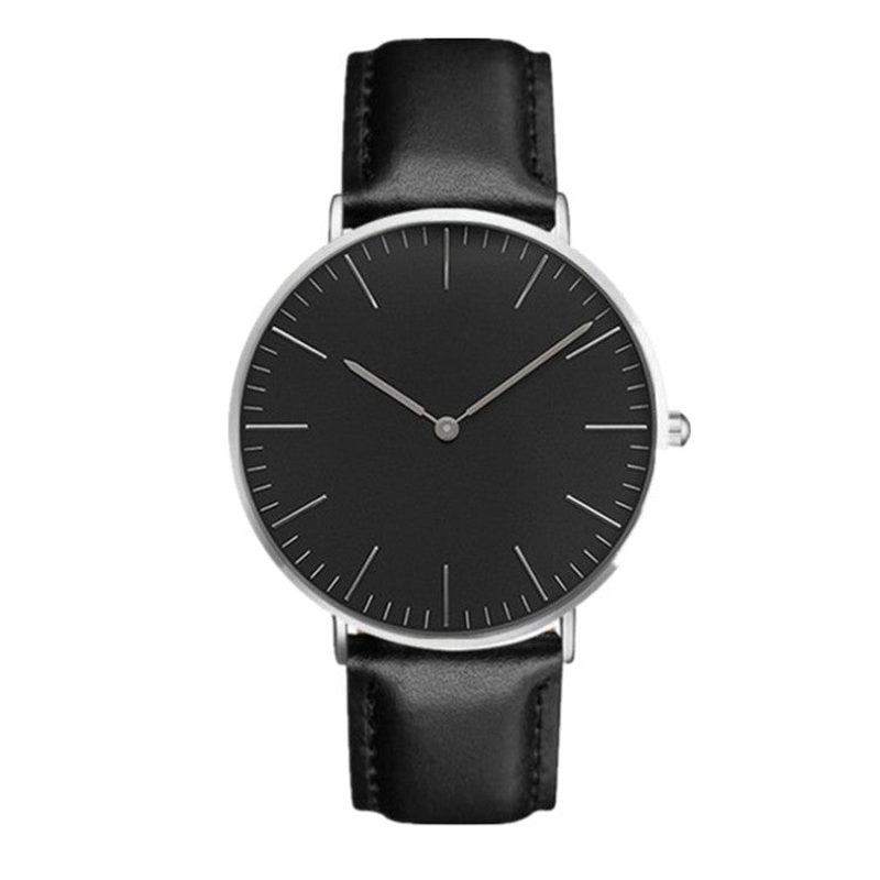 Minimalistische Unisex-Uhr, Zifferblatt 40 mm und Lederarmband