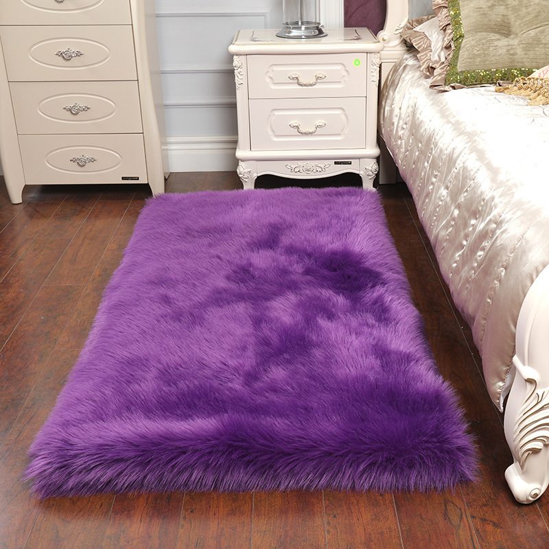 Tapis de chambre à poils longs effet fourrure — violet, 60 × 120 cm
