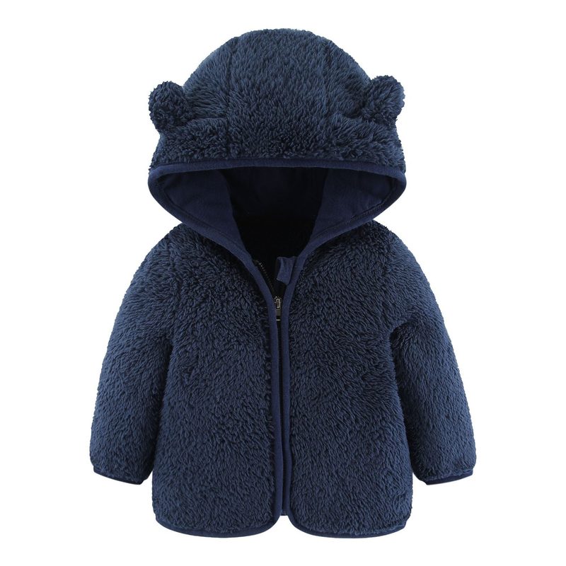 Veste peluche à capuche oreilles d’ourson pour bébé — zippée, 70 à 100 cm