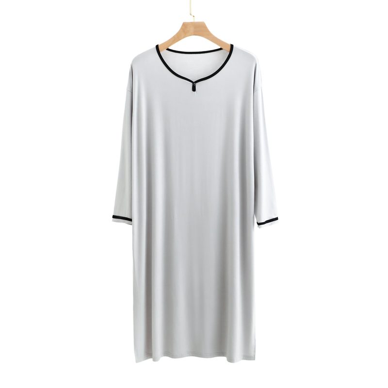 Camisa de noite de homem comprida em modal — abaixo do joelho — cor