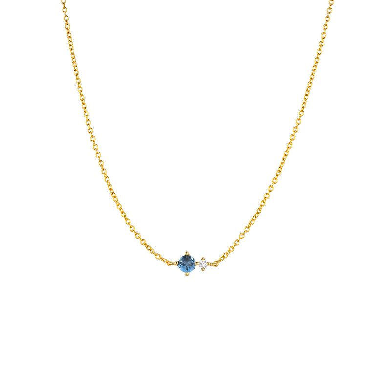 Collier pierre de naissance en argent 925 doré — chaîne fine