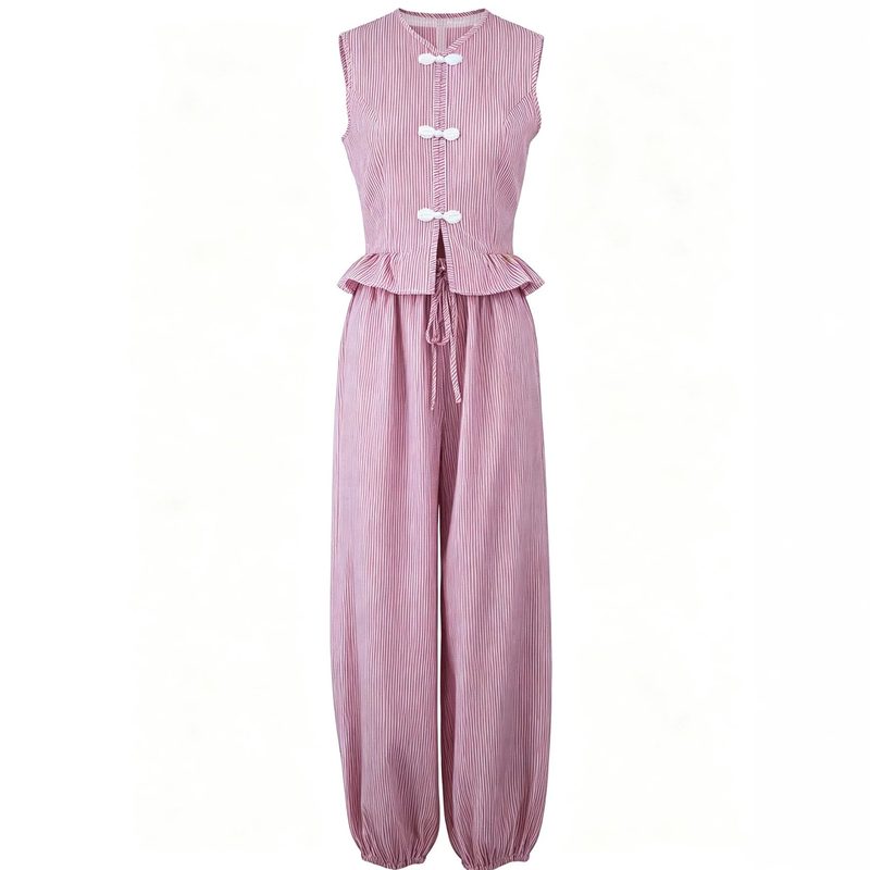 2-delige set — gestreept hemdtopje en flared broek