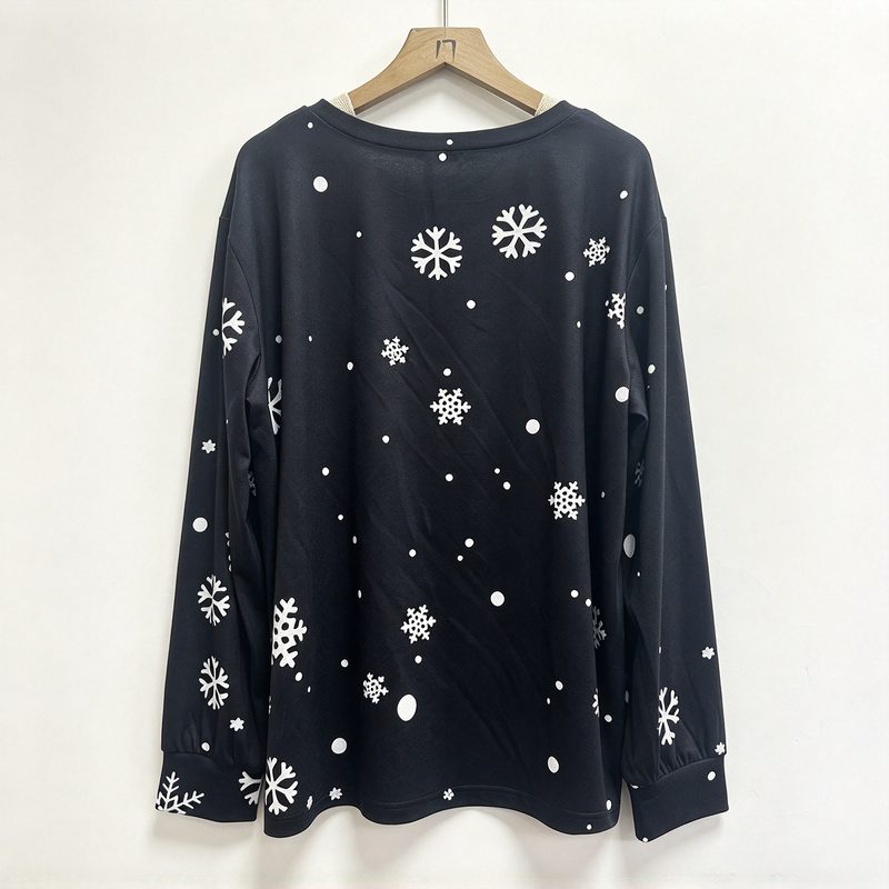 Sweat de Noël bonhomme de neige et flocons, grandes tailles