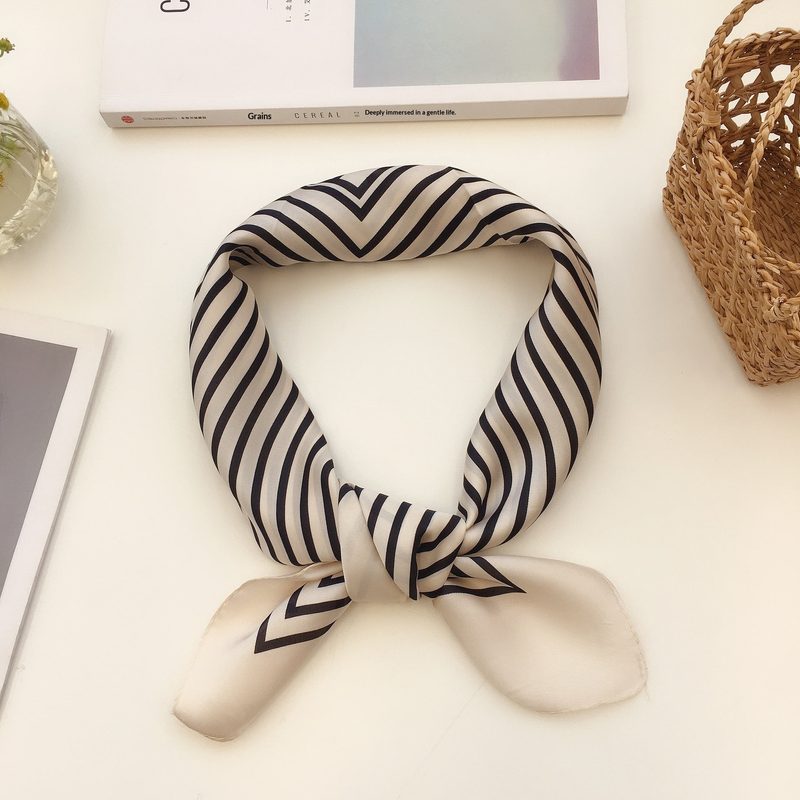 Carré 70 × 70 cm imprimé rayé — foulard et bandeau, 4 coloris
