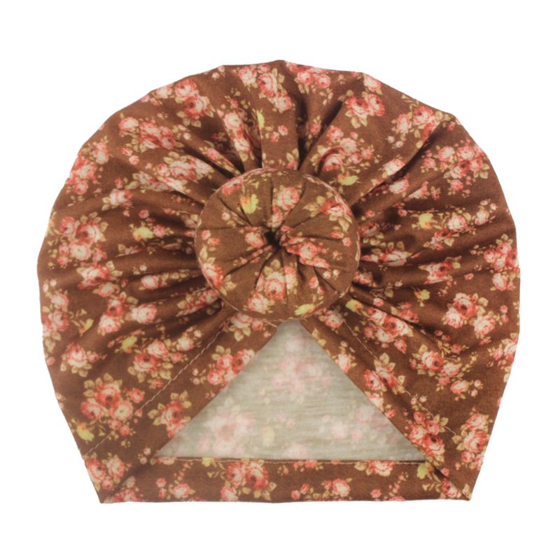Bonnet turban bébé à nœud — imprimés fleuris