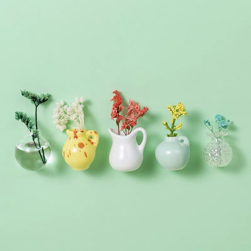Mini vasi magnetici in ceramica, set da cinque