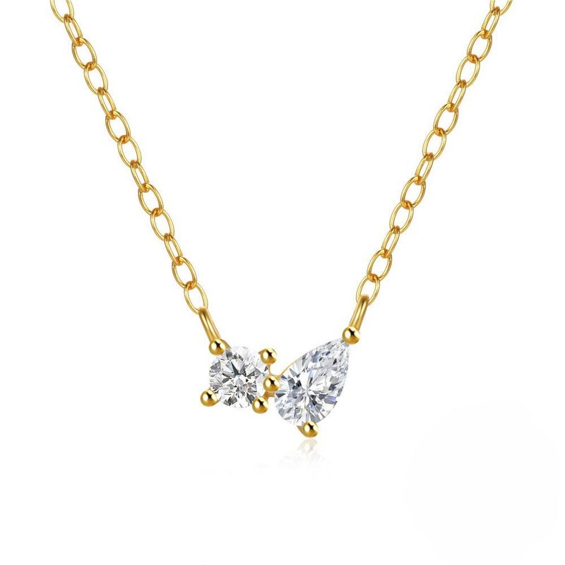 Pendentif en argent 925 plaqué or 18 carats — collier zircons 45 cm ajustable