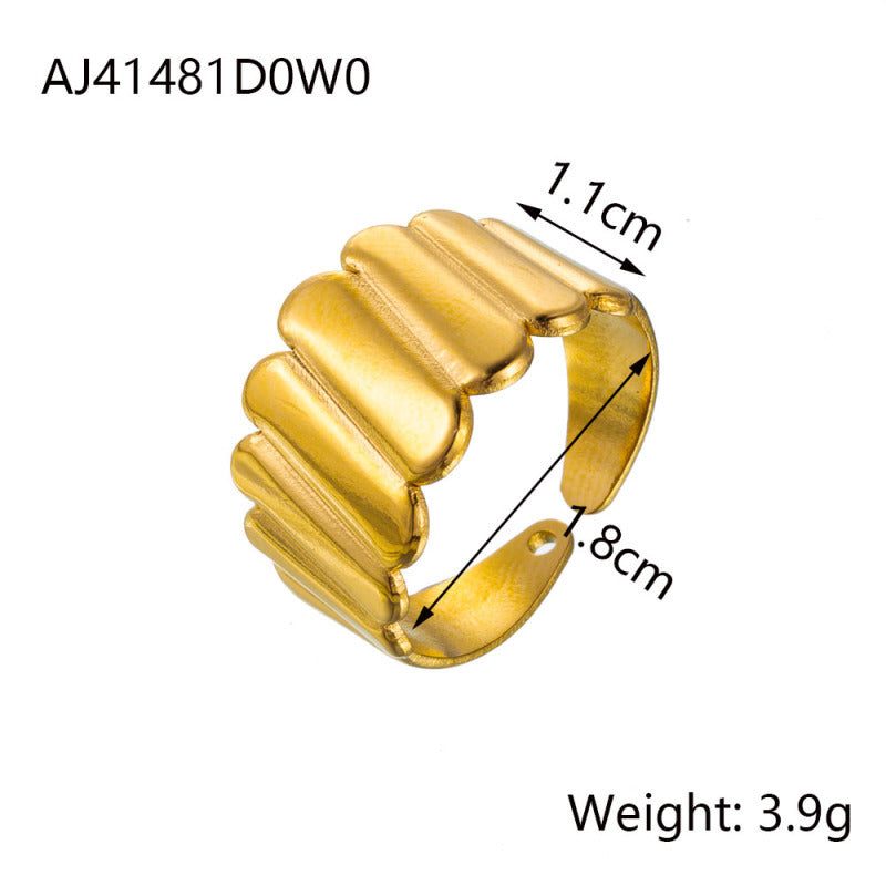 Anillo acolchado de acero de titanio — motivo de rombos