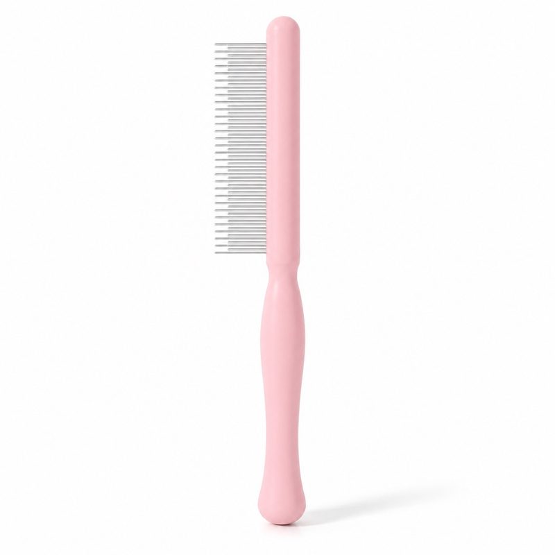 Peigne de toilettage à dents en acier — manche galbé, chien et chat