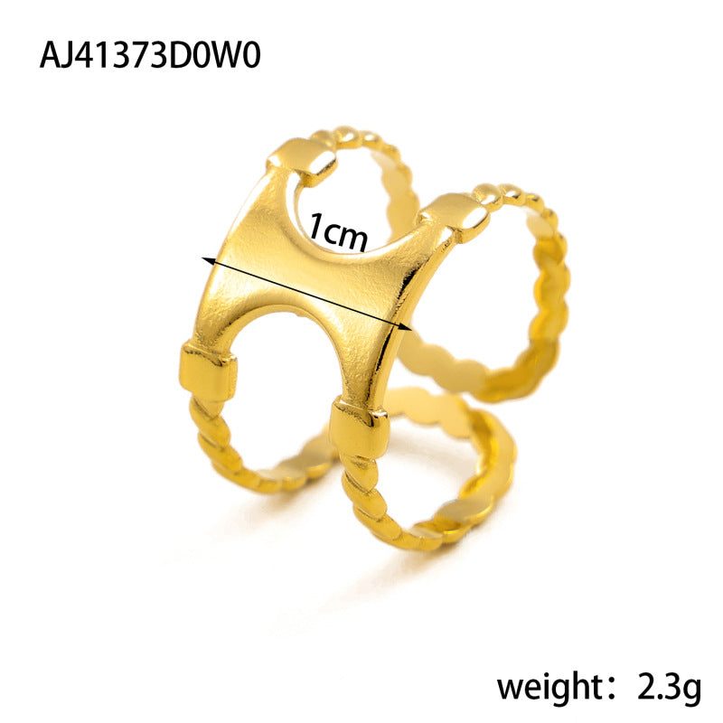 Anillo acolchado de acero de titanio — motivo de rombos
