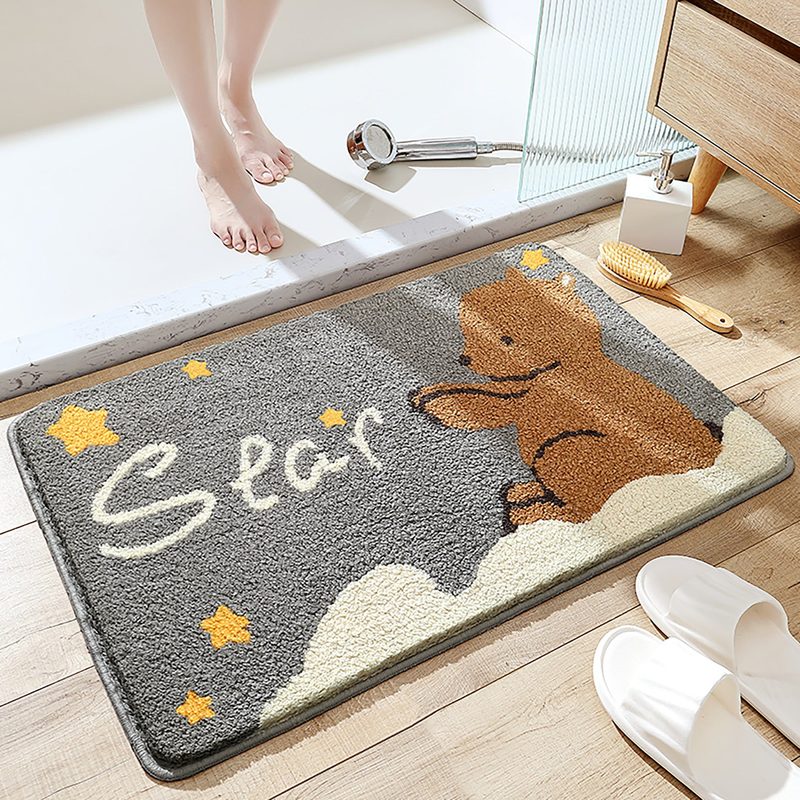 Beflockte Badematte mit Tiermotiv