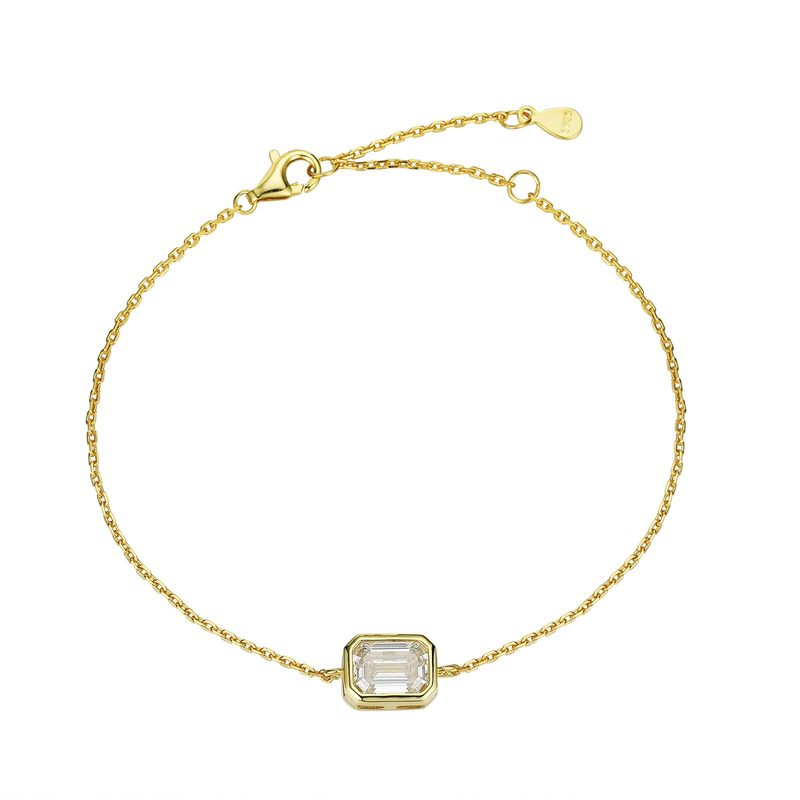 Armband van 925 zilver met steen in emerald-slijpvorm — moissanite in kastzetting