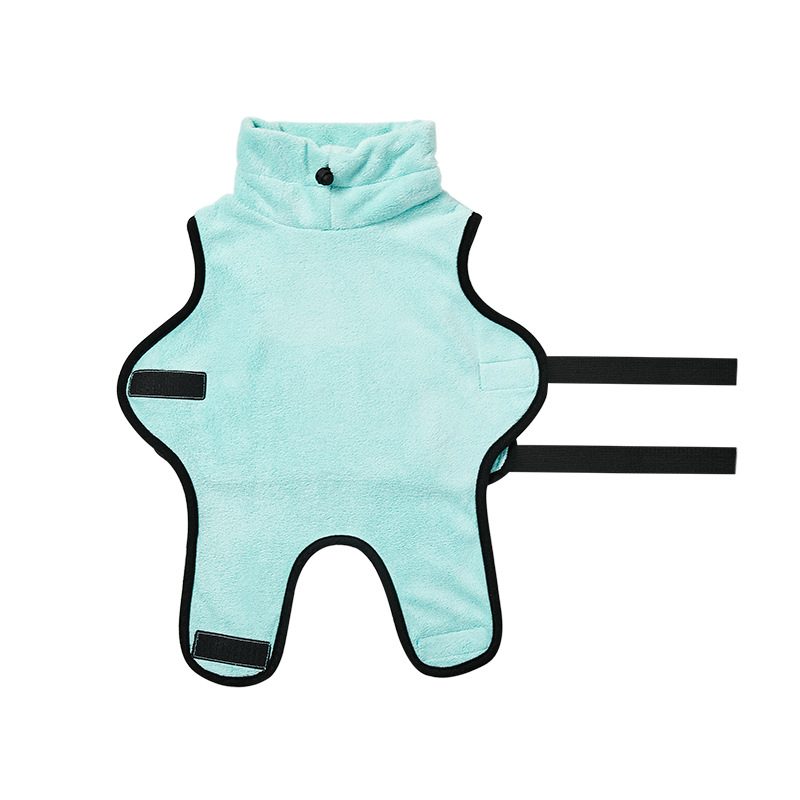 Peignoir de séchage pour petit chien — microfibre épaisse, col montant