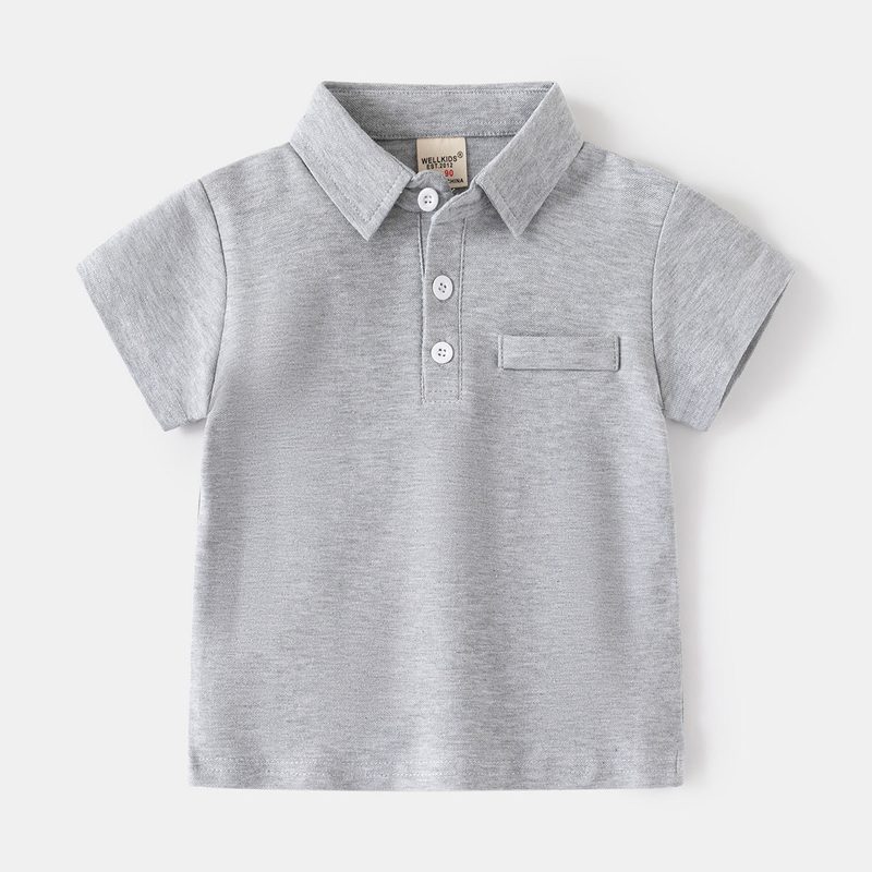 Boys’ cotton polo shirt — short sleeves, button collar — colour