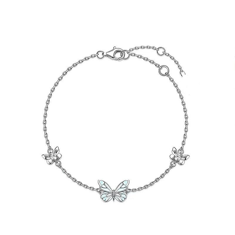 Vlinder van 925 zilver met lichtgevend email — ketting of a — kleur