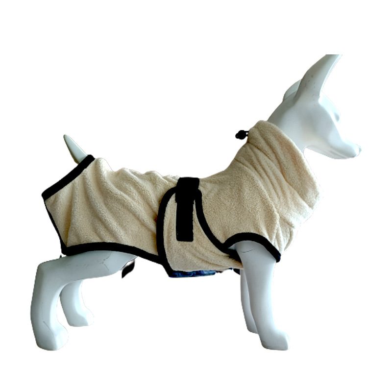 Peignoir de séchage pour petit chien — microfibre épaisse, col montant