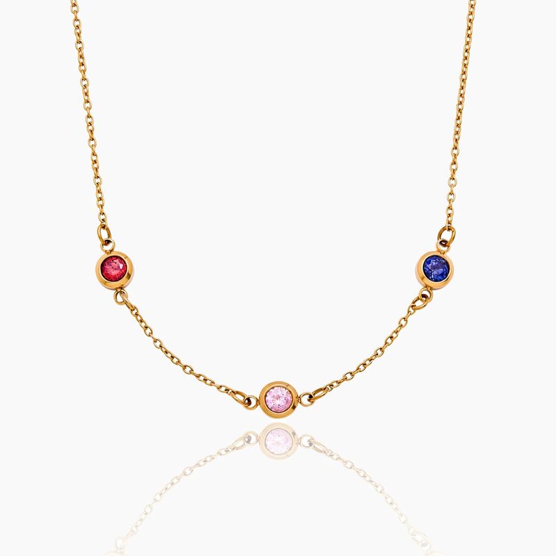 Collier pierre de naissance sur chaîne forçat — personnalisable, acier inoxydable