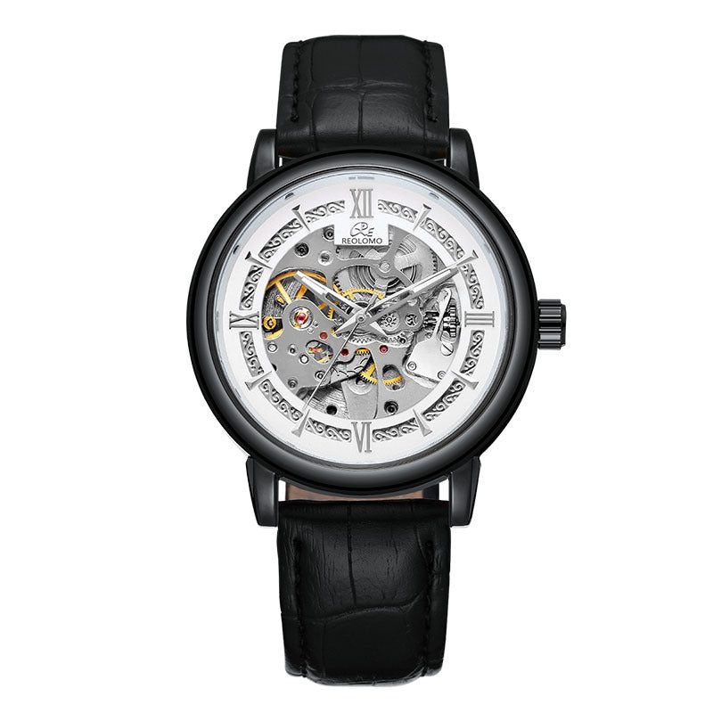 Mechanische Uhr mit Handaufzug und Skelett-Zifferblatt