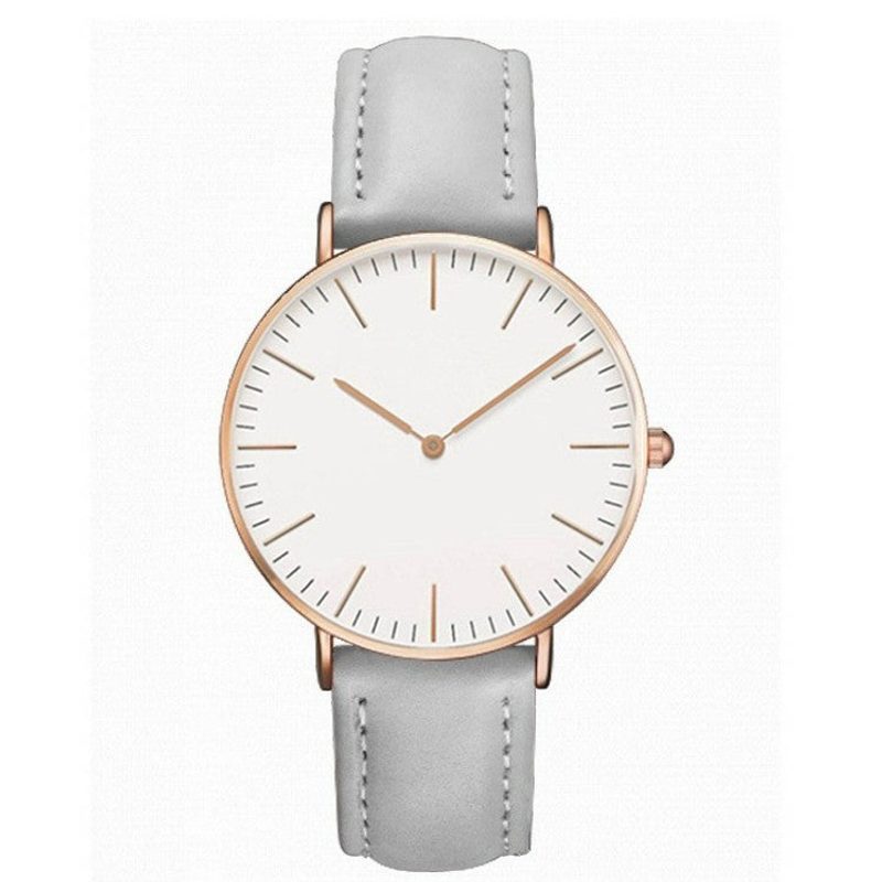 Minimalistische Unisex-Uhr, Zifferblatt 40 mm und Lederarmband