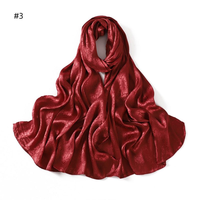 Foulard long en satin jacquard — motif tissé, 12 coloris — coloris