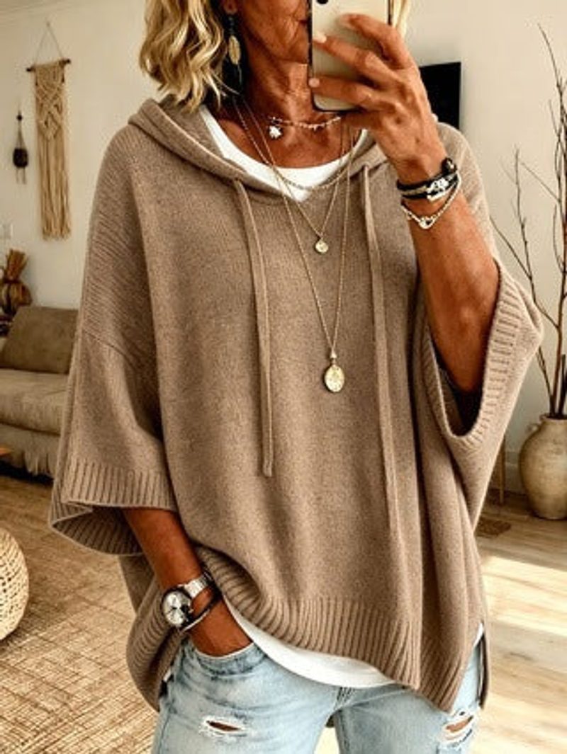 Cardigan con cappuccio in maglia grossa — coulisse