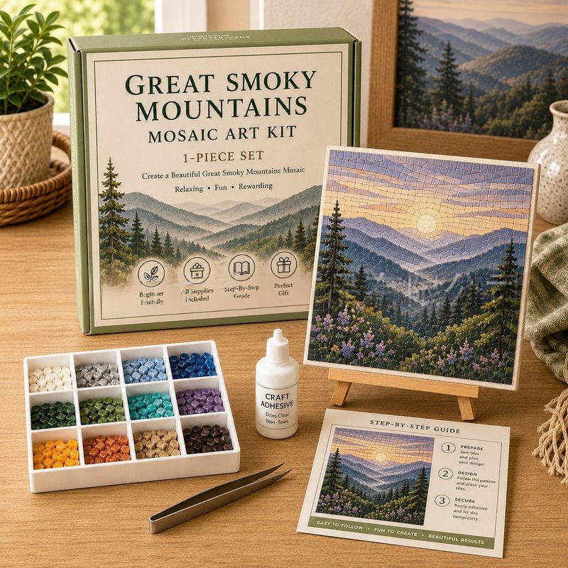 Zelfklevende mozaïekset — creatieve hobby voor kinderen en volwassenen — kleur