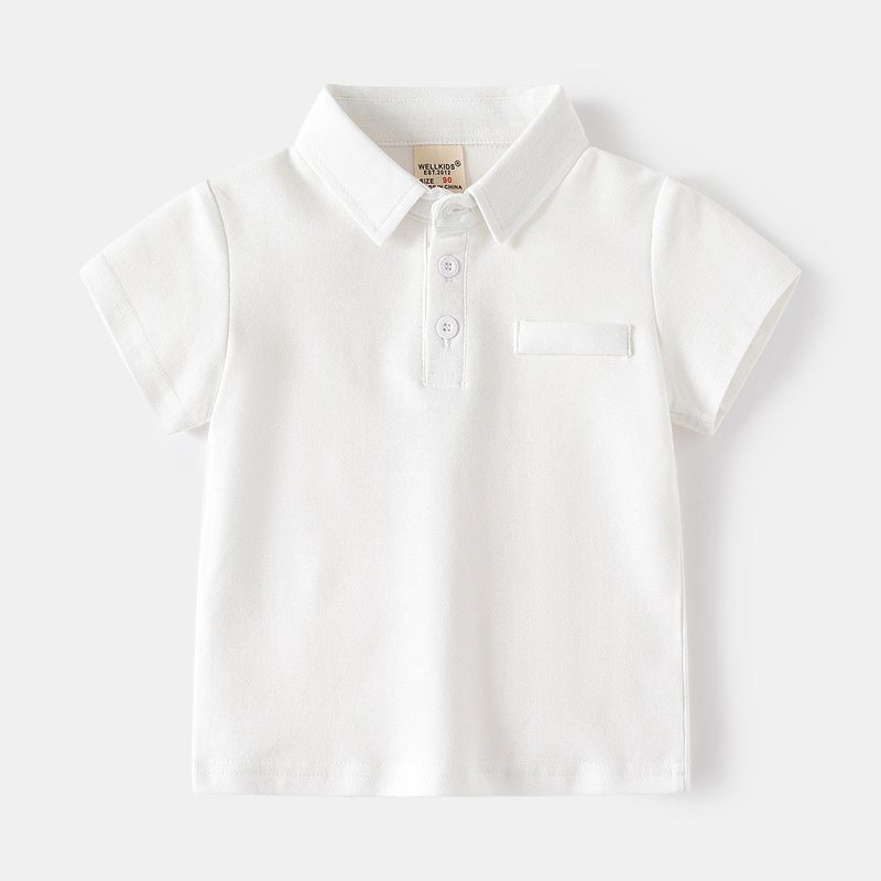 Boys’ cotton polo shirt — short sleeves, button collar — colour