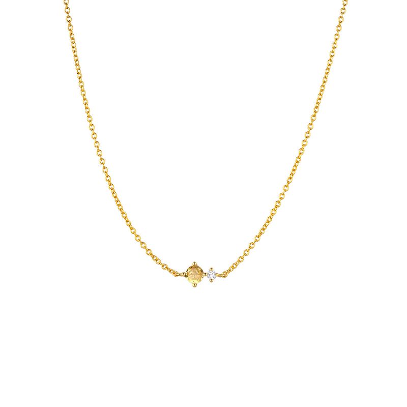 Collier pierre de naissance en argent 925 doré — chaîne fine