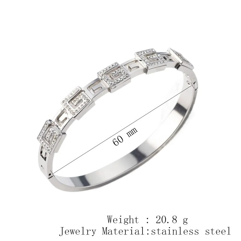 Bracelet à boucle serti de zircons — acier inoxydable, 2 finitions