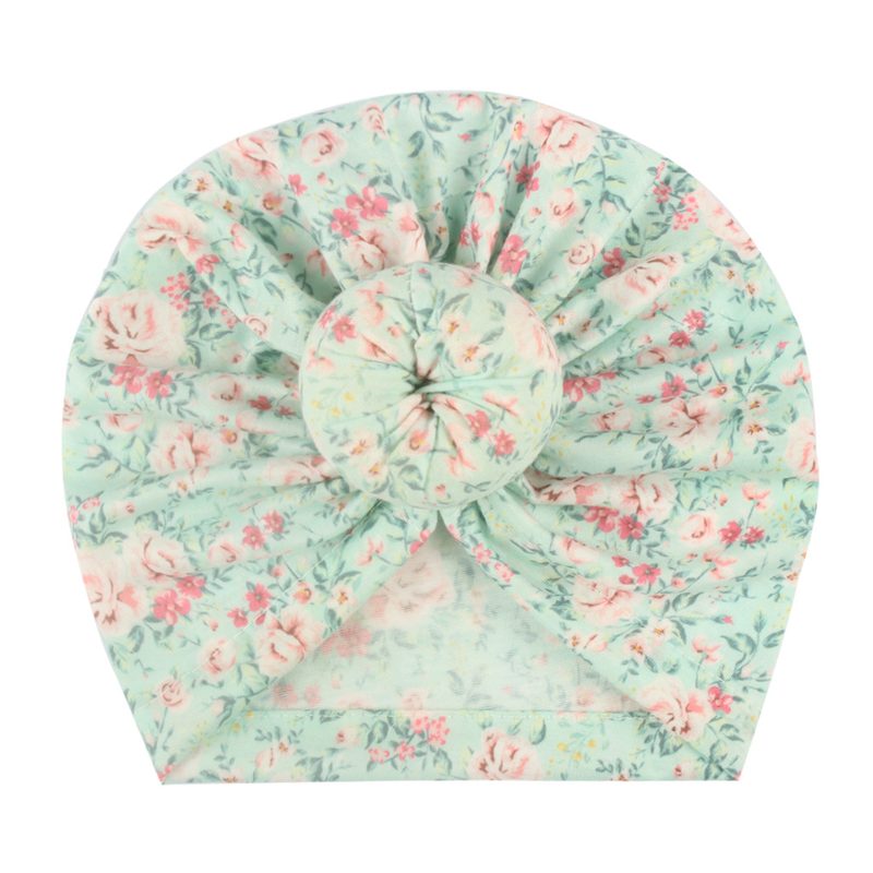 Bonnet turban bébé à nœud — imprimés fleuris