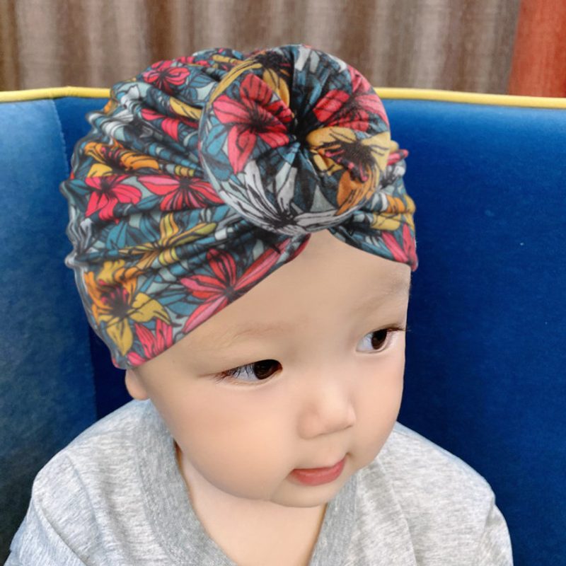 Bonnet turban bébé à nœud — imprimés fleuris