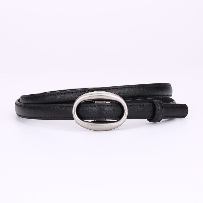 Thin smooth leather belt — defines the waist