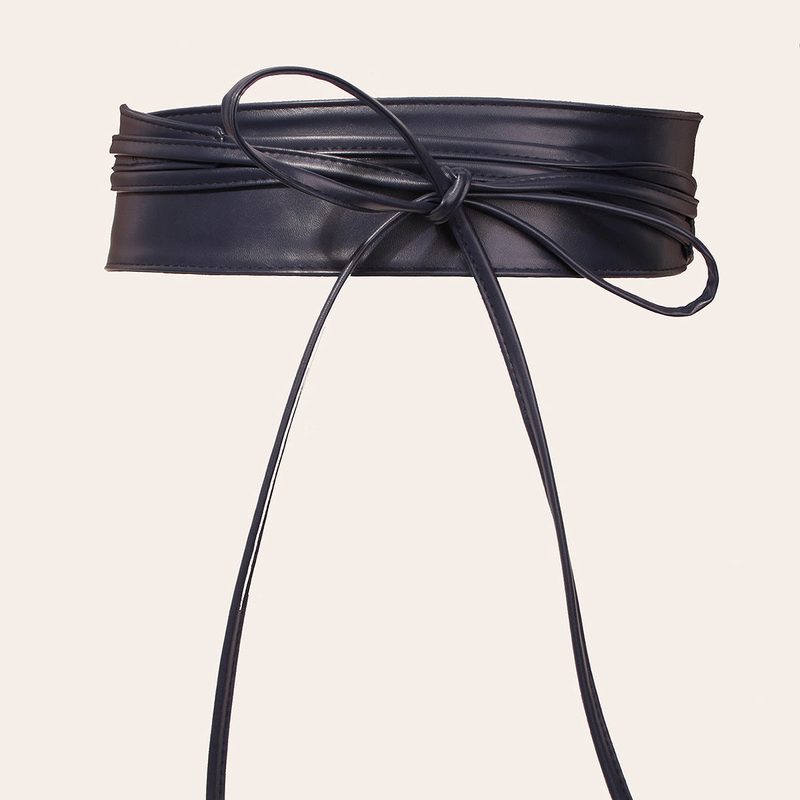 Wide faux leather tie belt, waist-defining — colour